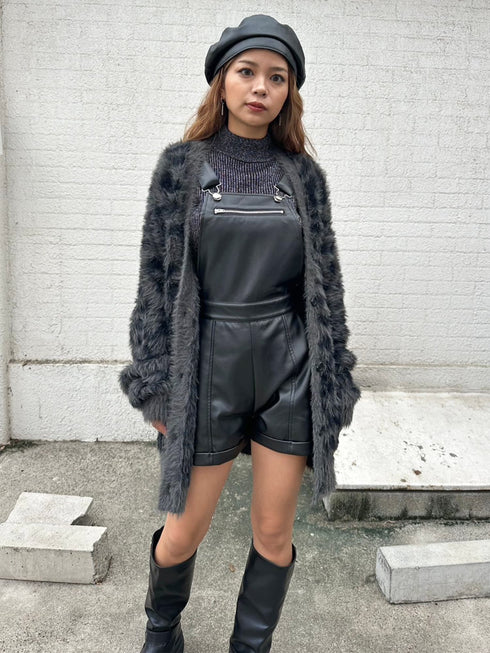 レオパード柄シャギーニットカーディガン